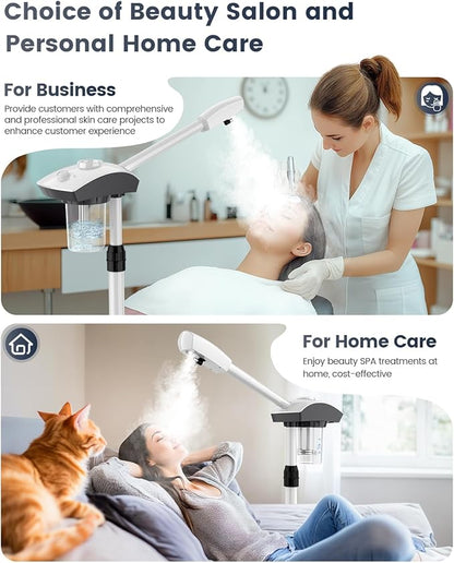 Kingsteam Professional Ozone Nano-Ionic Facial Steamer | Deep Cleansing Hydrating | Salon Home Spa Face Steamer | Pore Cleanser | 60-Min Timer | 360° Swivel | Esthetician Favorite Tool,White