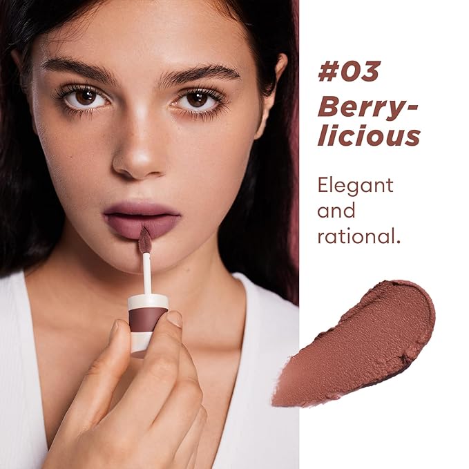 ITY Velvet Matte Finish Lip Stain-Mousse Textured Lip Clay, Conceals Lip Lines, Rich Pigment Lip Tint Lipsticks,2 Pack, 0.14 oz (4g) in Petal, Berrylicious