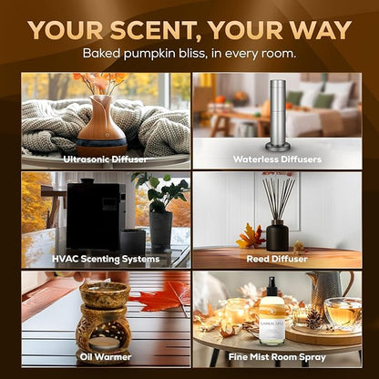 Aroma Country Pumpkin Spice Diffuser Oil - Luxury Essential Oils for Diffuser Refill & Air Freshener Room Spray, Long-Lasting, Natural Home Fragrance for Diffusers & Machines (8.5 Fl Oz)