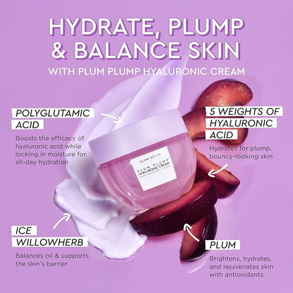 Glow Recipe Plum Plump Hyaluronic Acid Face Cream, Travel Size - Hydrating, Firming & Plumping Facial Moisturizer for Women & Men - Korean Skin Care with Polyglutamic Peptides for Dry Skin (20ml)