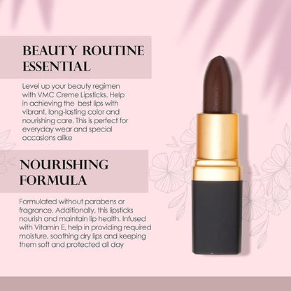 Vera Moore Cosmetics Soft Creme Lipstick - with Maximum Hydration & Moisture, Long Lasting Light Weight Opaque Color & Staying Power - Won't Feather or Fade - Fragrance & Paraben Free (Chocolate)