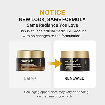 medicube Deep Vitamin C Golden Capsule Face Moisturizer - Liposome Capsules For Wrinkles, Skin Radiance - Transparent Gel for Glow Hydration - Korean Skin Care 1.94 oz