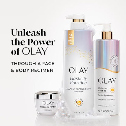Olay Body Wash for Women, Elasticity Boosting, Collagen Peptide Serum Complex, Renews Moisture, Free of Parabens & Phthalates, Vitamin B3 Lameller Technology, For All Skin Types, 20 fl oz (Pack of 4)
