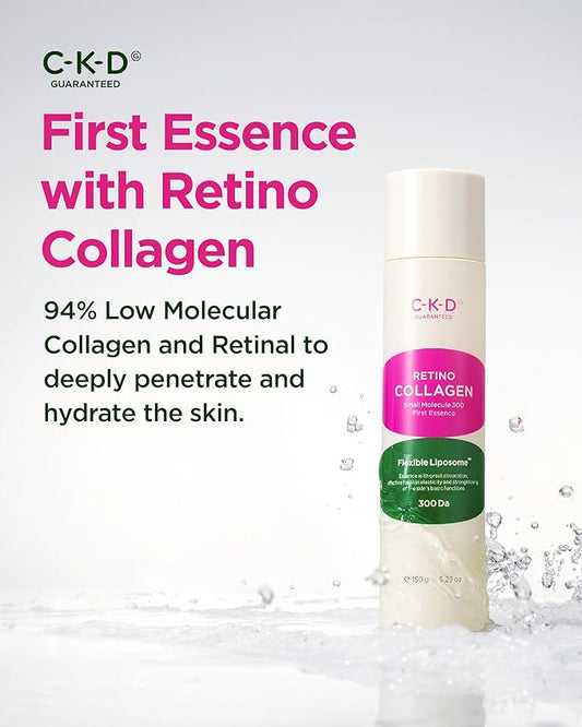 CKD Retino Collagen First Essence - Daily Face Deep Hydration Essence for Firming, Exfoliation, and Smoother Skin Texture. Collagen Boosting and Youthful Skin. Korean Skin Care. 5.07 fl oz