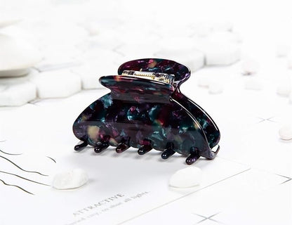 Handmade Celluloid Acetate French Design Barrettes Tortoise Shell Claws Hair Claw Luxury Fashion Accessories Hair Clip for Women (Black)
