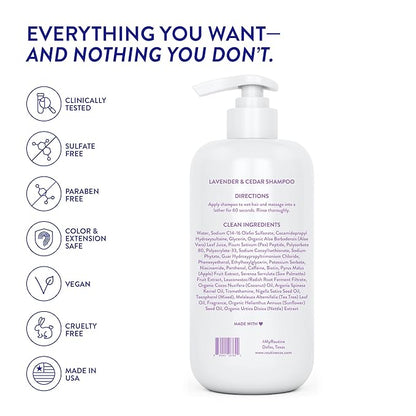 Routine Wellness Anti-Thinning Shampoo for Thinning Hair - Biotin DHT Blocker Women & Men - Color Safe Shampoo for Hair Loss & Healthy Hair - Lavender & Cedar 14oz (Pack of 2)