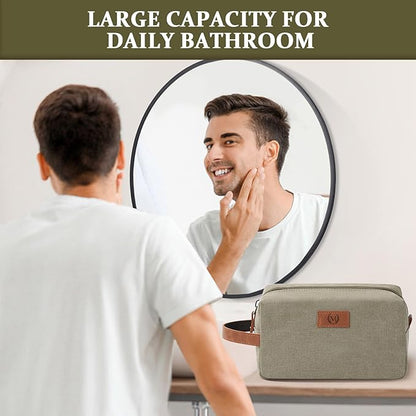 Janhavi Waterproof Travel size Toiletries Bag,Customized Gifts for Men,Makeup Organizer Foldie Bag,Mens Toiletry Bag, Engraved Initials & Wheat Ear,Travel Essentials Men(Olive Green R)