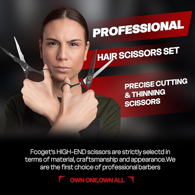 Professional Barber Hair Scissors Thinning Shears Kit - 6.8" HIGH-END Extremely Sharp Haircut Scissors Hairdressing Texturizing Hair Cutting Shears Set 440C Stainless Steel for Salon Home Stylists