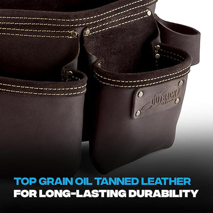 Ox Tools Pro Carpenter Tool Belt - 22-Pocket Leather Tool Belt Pouches - (XL) Belt made of Oil-Tanned Leather with Double-Stitching and Steel Rivets - OX-P263607