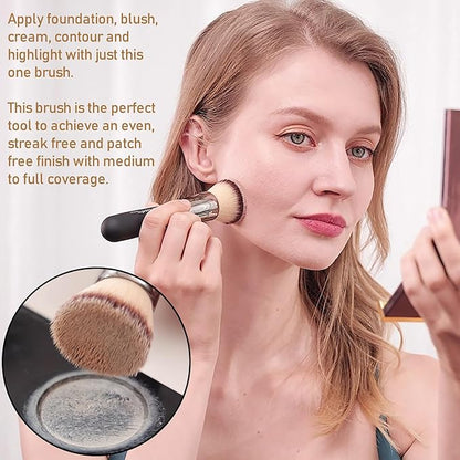 Bueart Design Flat Top Buffing Foundation makeup Brush ULTRA SOFT DENSE Kabuki Make up Brush for Liquid, Cream, Mineral Powder Blending, Flawless Face Brush makeup Brushes