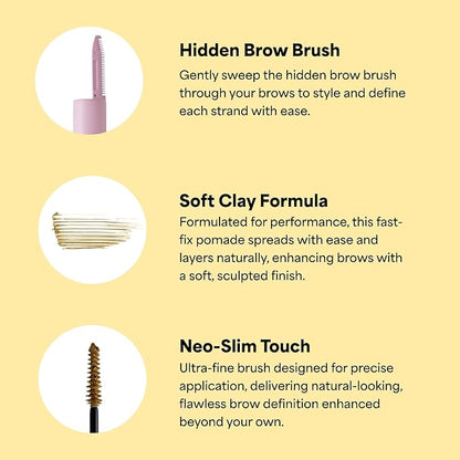 ENTROPY MAKEUP Tough Brow Finisher, 2-In-1 Brow Tint Mascara with Built-In Comb, Skinny Brush, Long-Lasting, Lightweight, Natural Hold and Soft Tint, Dark Lavender