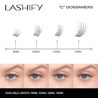 Lashify Curl 14mm Gossamer Eyelash Extensions Refill, Ash Color, DIY False Lashes for a Natural Look