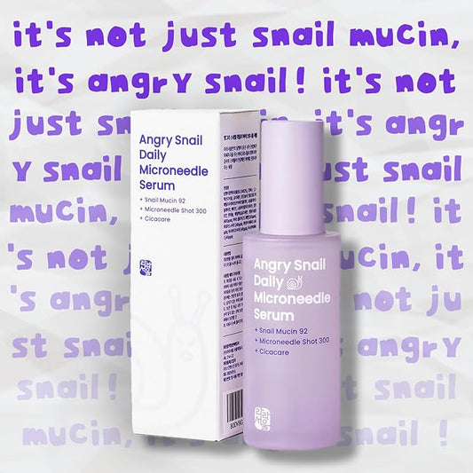 Daily Microneedle Serum "Angry Snail" – 92% Snail Mucin, Microneedle Shot 300, Cica Care, Hydration Serum, Glass Skin, Korean Beauty, 1.69 fl oz / 50ml