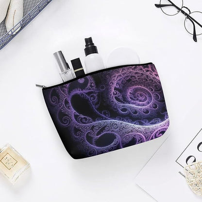 Fashion Zipper Cosmetic Case, Portable Makeup Case, Personality Toiletry Bag, Trippy Abstract Purple Tie Dye Travel Cosmetic Toiletry Bag