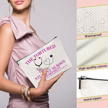Nurse Practitioner Gifts Makeup Bag, Nurse Accessories Cosmetic Bag, Nursing Travel Organizer Zipper Pouch Thank You Nurses Week Gifts for Women Registered Nurses Physician Assistant, Blue