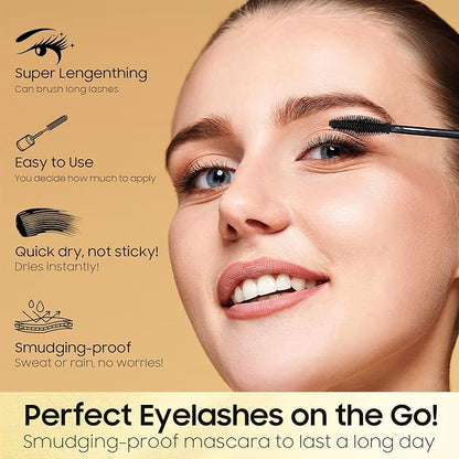 Volume and Length Tubing Mascara - Long-Lasting & Waterproof 2-1 Mascara Black Curling Eyelashes and Fast Dry, Easy to Apply & All Day Full, Vegan & Cruelty Free (Black, 0.28 fl. oz)