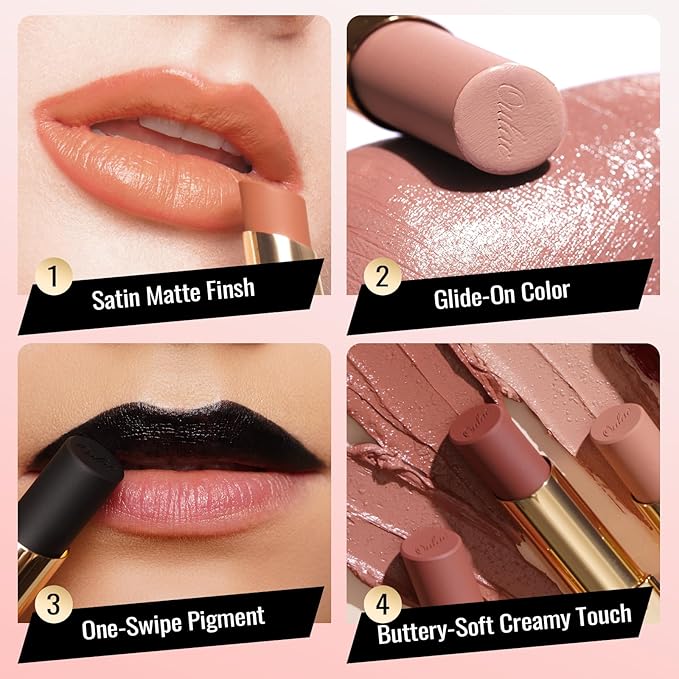 Oulac Plum Lipsticks for Women, Burgundy Matte Lipstick, Full Coverage Lip Color, Satin Matte Finish, Cream Texture, Hydrating, Infused with Hyaluronic Acid, Vegan & Clean Beauty 4g SG08 Bianca
