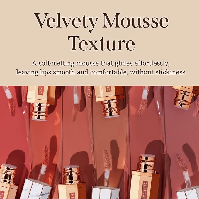 DEARDAHLIA Paradise Dream Velvet Lip Mousse (Buddy) - Vegan Soft-Matte Lip Tint with Lightweight, Buildable, Long-Lasting Color, Whipped Mousse Texture. Cruelty-Free. 0.21 Fl oz