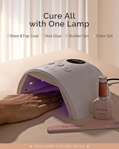 MelodySusie Compact Advanced UV LED Nail Lamp, P-Plus30F Nail Dryer with 3 Timers & Smart Sensor Cures All Gels, Especially Rhinestone Glue, Solid & Liner Gel Polishes for Advanced DIY at Home-White