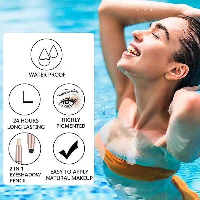 Black Eyeshadow Stick Makeup, Waterproof Hypoallergenic Long Lasting Cream Eye Shadow Pencil, Highlighter Matte Crayon eyes liner, Glitter Primer Palette Shimmer Eyeliner Pen