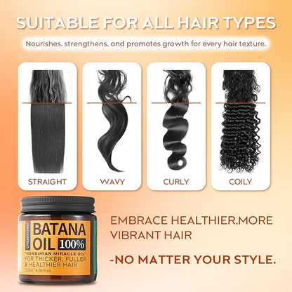 Batana Oil for Hair Growth Dr Sebi, 100% Raw Organic Batana Hair Mask from Honduras, Wild Growth Hair Oil, Scalp Oil Promotes Hair Thickness, Prevents Loss for Men & Women, 4.06 fl oz (1 Pack)