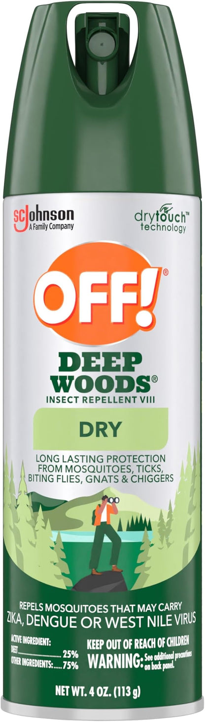OFF! Deep Woods Insect Repellent Aerosol, Dry, Non-Greasy Formula, Bug Spray with Long Lasting Protection from Mosquitoes and Ticks, 4 Oz, 2 Count