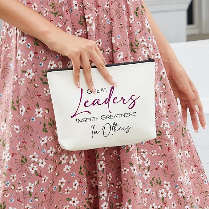 Boss Lady Gifts for Women Makeup Bag Boss Day Gifts Boss Gifts Employee Appreciation Gifts Thank You Gifts for Coworkers Mentor Leader Christmas Birthday Gift Great Leaders Inspire Greatness in Others