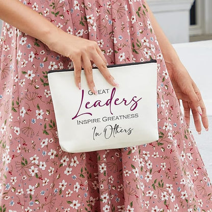 Boss Lady Gifts for Women Makeup Bag Boss Day Gifts Boss Gifts Employee Appreciation Gifts Thank You Gifts for Coworkers Mentor Leader Christmas Birthday Gift Great Leaders Inspire Greatness in Others