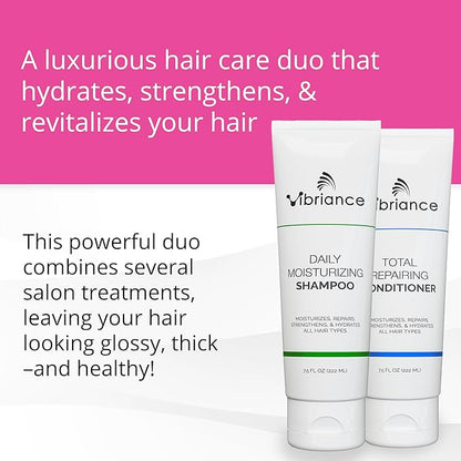 Vibriance Shampoo and Conditioner Set - Strengthening Wash Infused with Biotin for Dry, Damaged, Aging Hair - Deeply Hydrating, Moisturizing