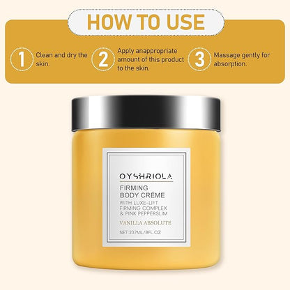 Champagne Body Firming Cream,Lift Body Creme,Skin Moisturizer Tightens,Anti Aging Firming Lotion,Hydrating Legs and Arms 8 Fl oz (1Pcs,Vanilla)