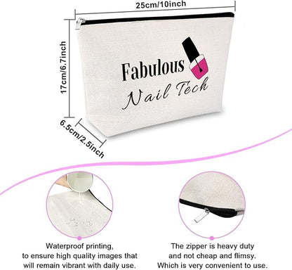 Nail Artist Appreciation Gift Makeup Bag Nail Technician Gift for Women Graduation Presents Cosmetic Bag Retirement Birthday Presents for Her Women Christmas Thanksgiving Keepsake Travel Pouch
