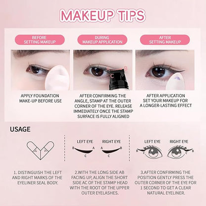 Foldable Eyeliner Stamp,Winged Eyeliner Stamp,Gel Eye liner Pencil Set for Perfect Wings,Smudge Proof & Waterpoof Eye Liner,Easy Eye Stencil Makeup Tool (2PCS-Brown+Black)