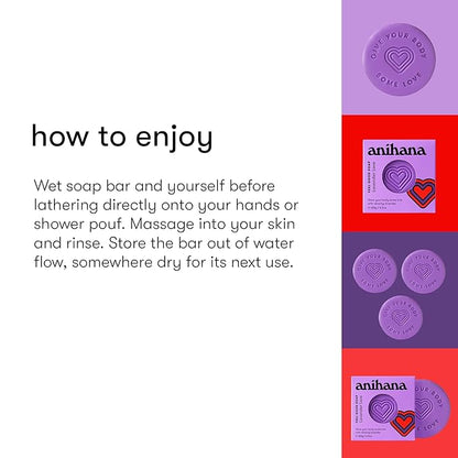 ANIHANA Feel-Good Soap 3 Pack with Coconut Oil and Shea Butter, Gentle Cleansing, Paraben Free, Cruelty Free, Refreshing Lavender Love Scent, 4.2 oz each