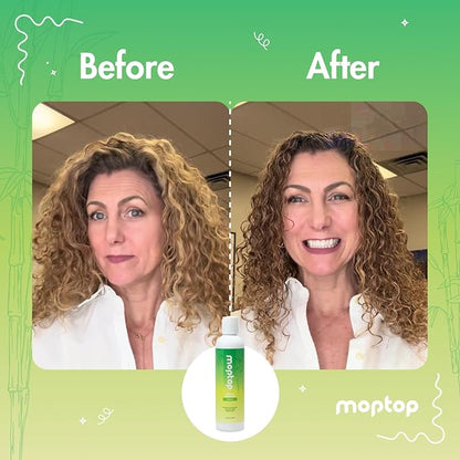 MopTop Gentle Shampoo – Every Day Curly Hair Sulfate Free Shampoo, Improves Moisture & Reduces Frizz, Paraben Free Natural Hair Products for Straight, Wavy, Curly, Coily Texture (Bamboo, 2pk)