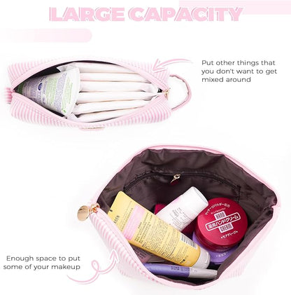 Birthday Christmas Gifts for 10 11 12 13 14 15 16 17 18 Years Old Girl,Stocking Stuffers Makeup Bag Cosmetic Bag Set,Teen Girls Teacher Gift Trendy Stuff Toiletry Bag for Women - Pink,A