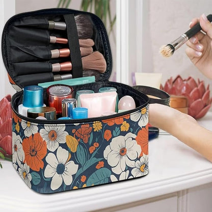 JoyLamoria Floral Blossoms Bag Portable Cosmetic Bag Cute Handbag Wallet Coin Purse with Handle