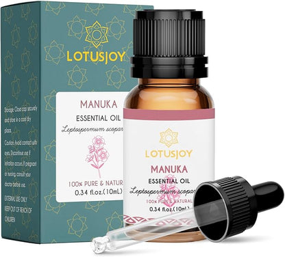 100% Pure Manuka Essential Oil 0.34 Fl Oz, Therapeutic Grade Manuka Oil in Amber Glass Bottle with Dropper for Diffuser Massage Skin Care