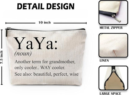 Sufamb Yaya Makeup Bag - Grandma's Birthday & Mother's Day Gift - Small Cosmetic Pouch for Purse