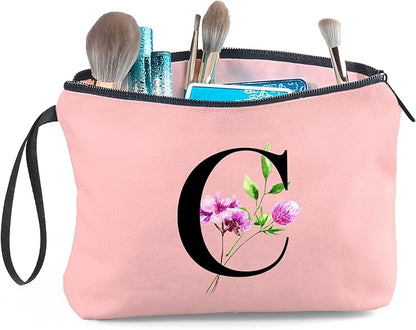 Birthday Thank You Appreciation Monogrammed Gifts for Mom Aunt Teacher Sister Friend Coworkers Bride Bridesmaid Makeup Cosmetic Bag with Mirror Mothers Day Christmas Graduation C