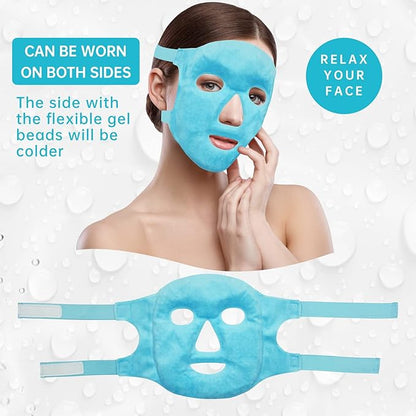 ZNÖCUETÖD Cold Face Eye Mask Ice Pack Reduce Facial Puff, Dark Circles, Gel Beads Hot Heat Cold Compress Pack, Face SPA for Woman Sleeping, Pressure, Headaches, Skin Care, Post Laser Care[Blue]