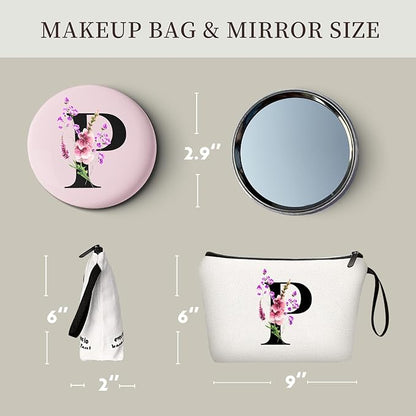 Happy Birthday Friendship Womens Bridesmaid Coolest Gifts for Sister Teacher Coworkers Personalized Travel Makeup Cosmetic Bag with Mirror Valentines Mothers Day Christmas Graduation P