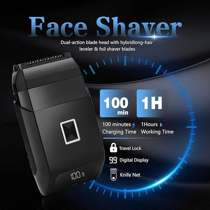 Soonsell Manscape Beard Trimmer for Men,Ball Shaver,Nose Hair Clippers,Electric Razor,Hair Clippers for Men,4 IN1 Men's Grooming Kit,LED Display,Waterproof,Wet/Dry Trimmer