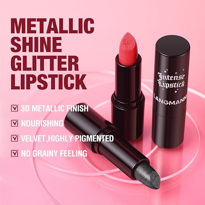 Jolilab Sparkling Lip Gloss, Long Lasting Waterproof Moisturizer Lip Balm Glitter Shimmer Metallic Lipstick, Diamond Shiny Lipstick for Women Girls, Non-sticky