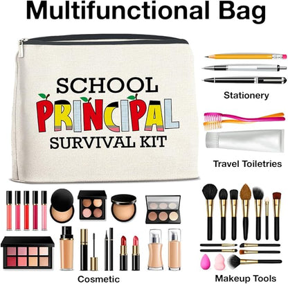 School Principal Gifts: Makeup Bag, Appreciation Gifts for Women, Survival Kit Zipper Pouch