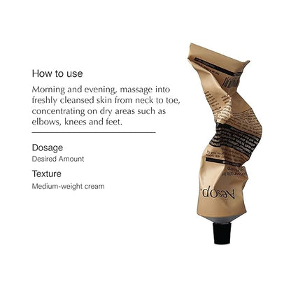 Aesop Rejuvenate Intensive Body Balm | Deeply Hydrate with Macadamia Nut Oil & Aloe Vera | Citrus, Vanilla, Woody Scent | 100 mL / 3.4 oz