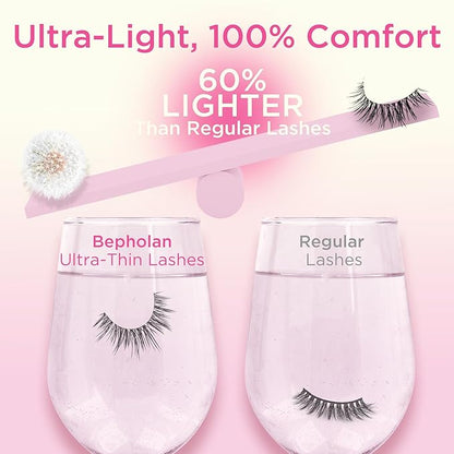BEPHOLAN Ultra-thin False Eyelashes 10 Pairs Eyelash Pack False Lashes Natural look Lash Strips Lightweight Lashes with Soft Clear Band(CCS115)