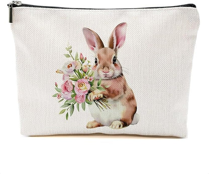 Cute Bunny Makeup Bag Bunny Gifts Cosmetic Bag Bunnies Themed Gifts for Women Girls Friend Daughter Rabbit Lovers Gifts Travel Organizer Zipper Pouch Christmas Birthday Friendship Easter Gifts