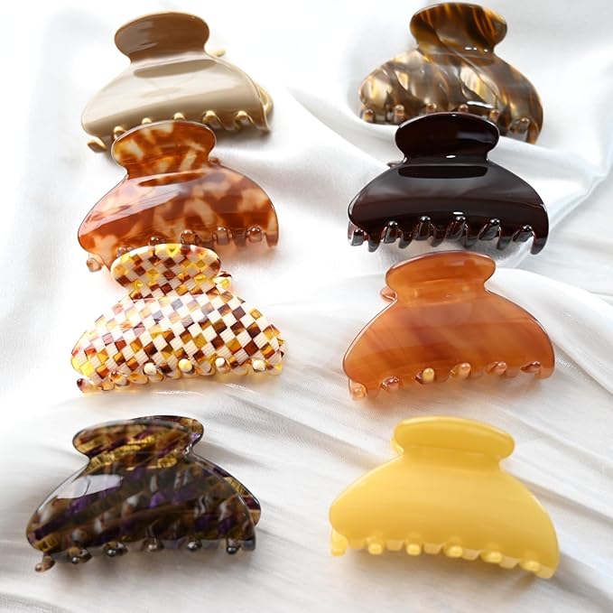 Handmade Celluloid Acetate French Design Barrettes Tortoise Shell Claws Hair Claw Luxury Fashion Accessories Hair Clip for Women (chocolate)