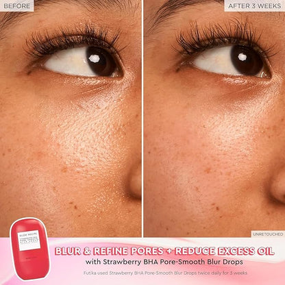 Glow Recipe Smooth Skin Sailing Skincare Set - Watermelon Glow Pink Juice Facial Moisturizer + Silicone-Free BHA Strawberry Pore Minimizer Blurring Drops (2 Count)