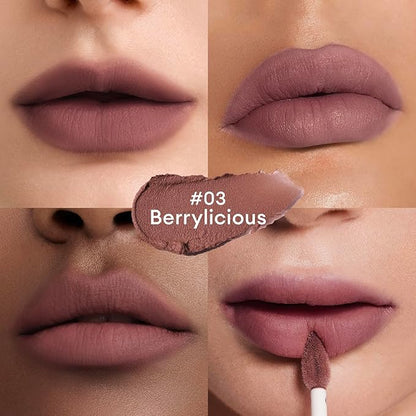 ITY Velvet Matte Finish Lip Stain-Mousse Textured Lip Clay, Red Shade, Conceals Lip Lines, Rich Pigment Lip Tint Lipsticks,0.14 oz (4g) in Berrylicious, Ginger.